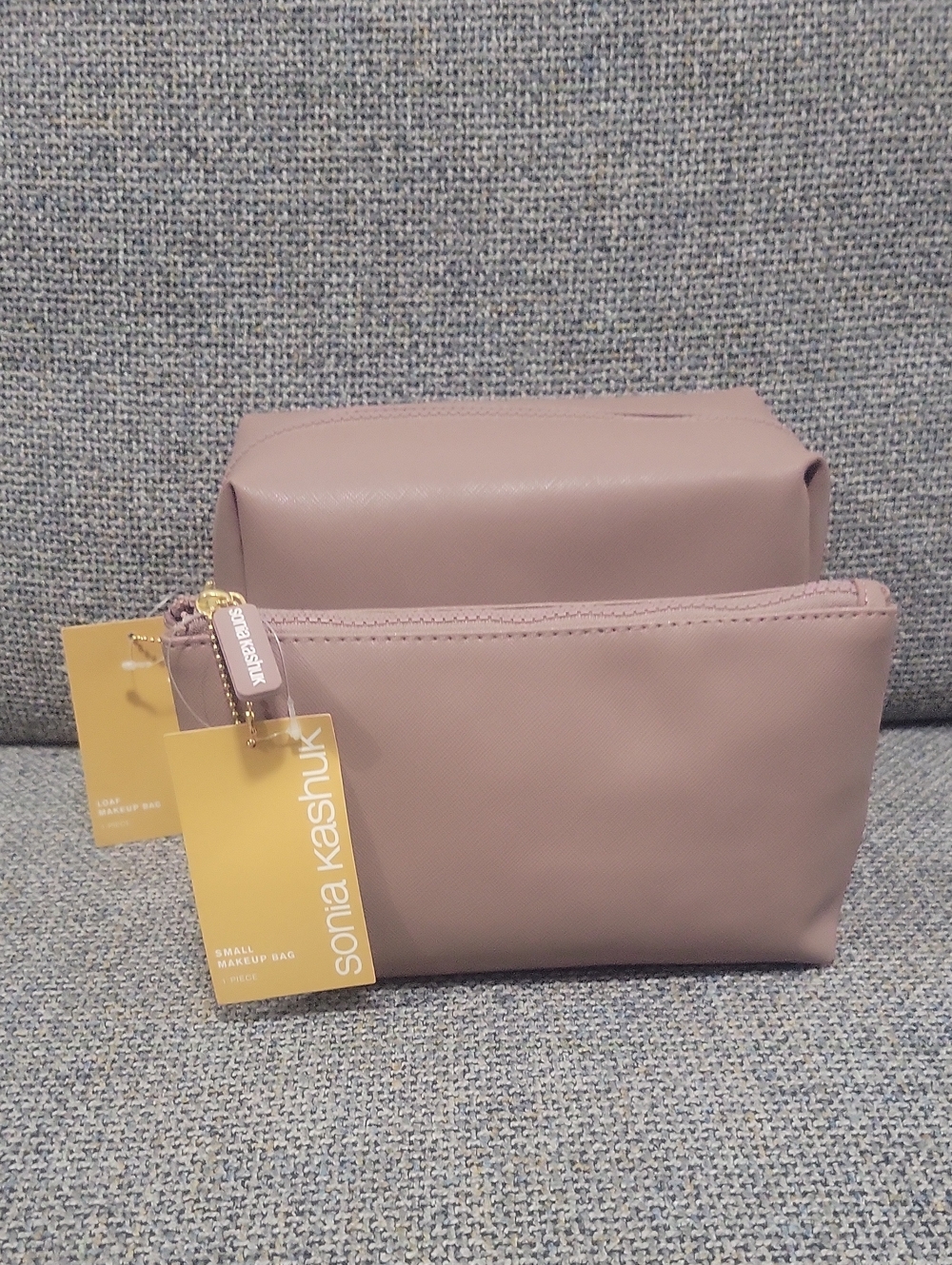 SONIA KASHUK Medium Loaf Makeup and Small Makeup Bag (Set of 2) in Mauve - Picture 13 of 13